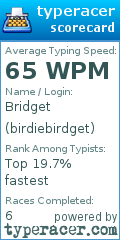 Scorecard for user birdiebirdget