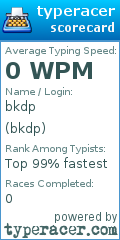 Scorecard for user bkdp