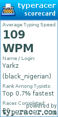 Scorecard for user black_nigerian
