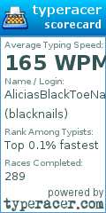 Scorecard for user blacknails