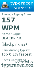 Scorecard for user blackpinklisa