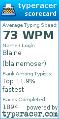 Scorecard for user blainemoser