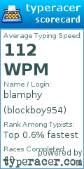 Scorecard for user blockboy954