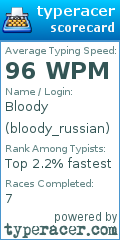 Scorecard for user bloody_russian