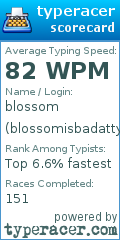 Scorecard for user blossomisbadattyping