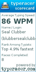 Scorecard for user blubbersealclubber