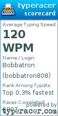 Scorecard for user bobbatron808