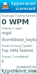 Scorecard for user bombblast_keyboard