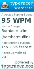 Scorecard for user bombermuffin