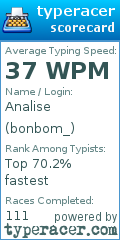 Scorecard for user bonbom_