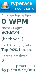 Scorecard for user bonboon_