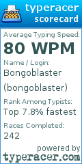 Scorecard for user bongoblaster