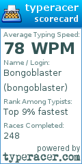 Scorecard for user bongoblaster