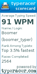Scorecard for user boomer_typer