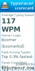 Scorecard for user boomerkid