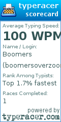 Scorecard for user boomersoverzoomers