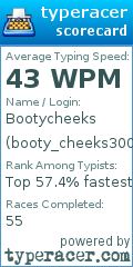 Scorecard for user booty_cheeks3000