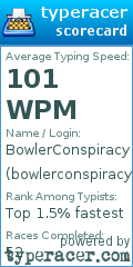 Scorecard for user bowlerconspiracy