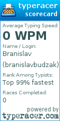 Scorecard for user branislavbudzak