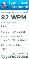 Scorecard for user broomsweeper