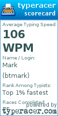 Scorecard for user btmark