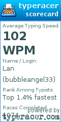 Scorecard for user bubbleangel33