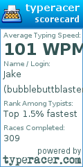 Scorecard for user bubblebuttblaster6