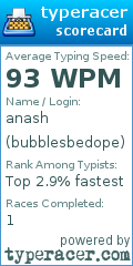 Scorecard for user bubblesbedope
