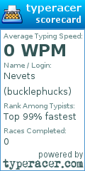 Scorecard for user bucklephucks