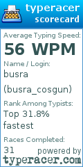 Scorecard for user busra_cosgun