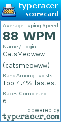 Scorecard for user catsmeowww