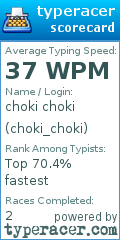 Scorecard for user choki_choki