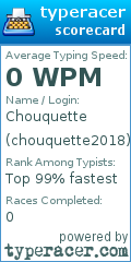 Scorecard for user chouquette2018