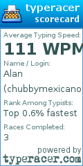 Scorecard for user chubbymexicano1