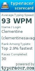 Scorecard for user clementinesavage