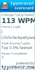 Scorecard for user clickclackpattywack