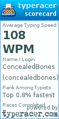 Scorecard for user concealedbones