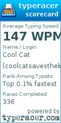 Scorecard for user coolcatsavesthekids