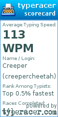 Scorecard for user creepercheetah