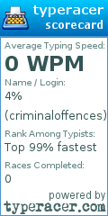 Scorecard for user criminaloffences