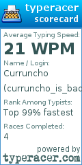 Scorecard for user curruncho_is_bad_at_typing