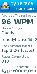 Scorecard for user daddyfranku69420