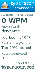 Scorecard for user darksome404