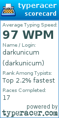 Scorecard for user darkunicum
