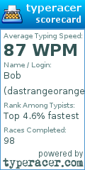 Scorecard for user dastrangeorange