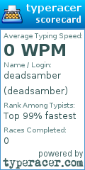 Scorecard for user deadsamber