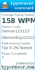 Scorecard for user demonboy123123