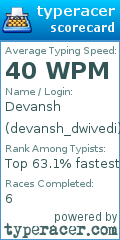 Scorecard for user devansh_dwivedi