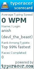 Scorecard for user devil_the_beast