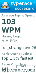 Scorecard for user dr_strangelove26